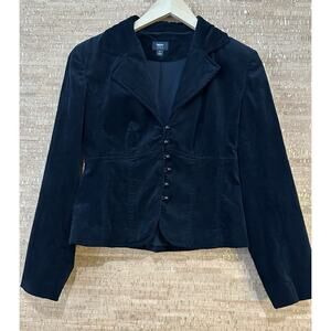 Mossimo Women’s Small Black Velvet Button Front Blazer Lined Long Sleeve